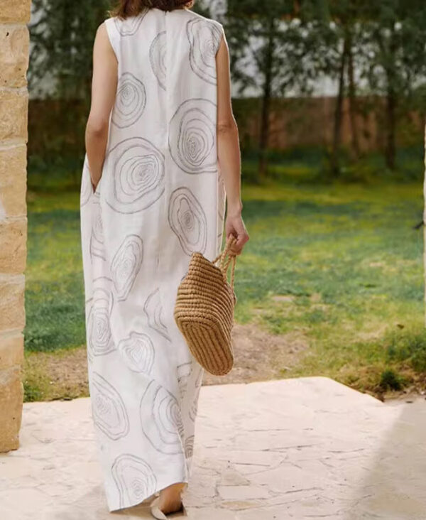 Resort style Linen Print Long Dress 4