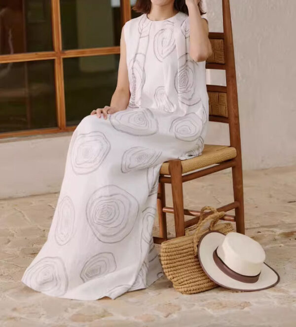 Resort style Linen Print Long Dress 5