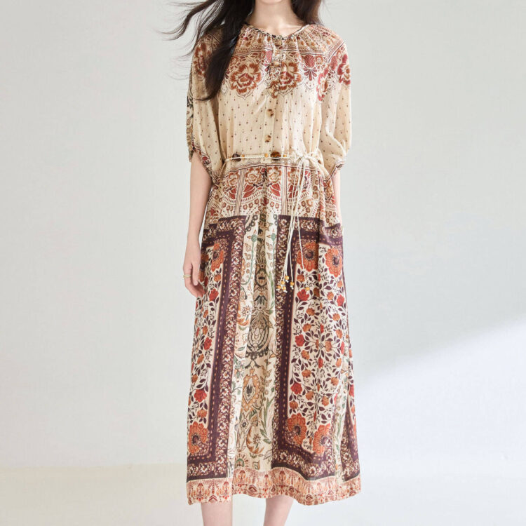 Resort-style Position Print Dress