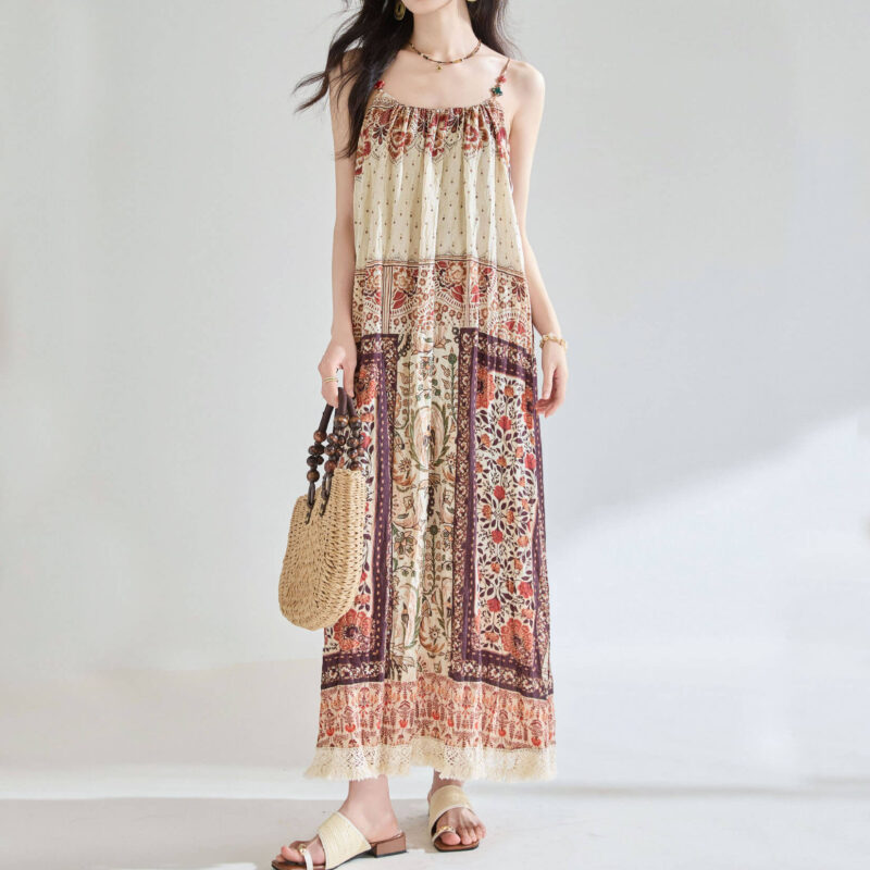 Resort style Position Print Sling Dress 4