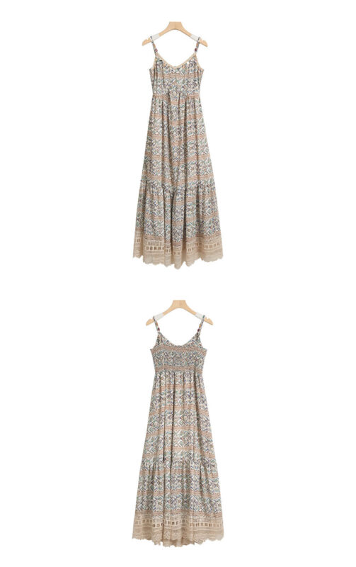 Resort style Printed Lace Suspender Dress 6