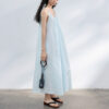 Resort style U neck Sling Dress With Pleated Collar 11