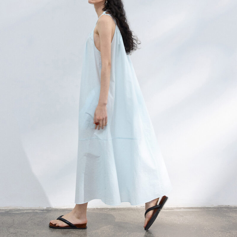 Resort style U neck Sling Dress With Pleated Collar 12