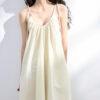 Resort style U neck Sling Dress With Pleated Collar 5