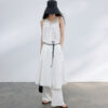 Resort style U neck Sling Dress With Pleated Collar 7