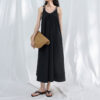 Resort style U neck Sling Dress With Pleated Collar 9