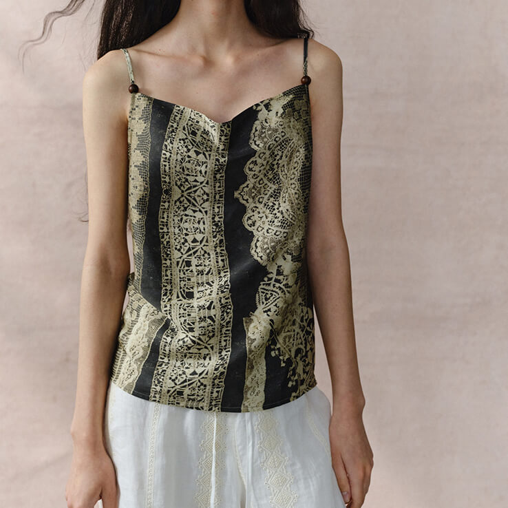 Resort-style Lace Print Camisole