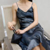 Resort style silk landscape tie dye suspender dress 4