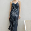 Resort style silk landscape tie dye suspender dress 5