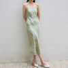 Resort style silk landscape tie dye suspender dress 7