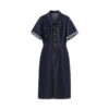 Retro Commuter Short Sleeve Shirt Style Slit Denim Dress