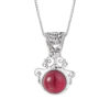 Retro Ethnic Style S925 Silver Hollow Pattern Ruby Pendant 1