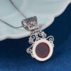 Retro Ethnic Style S925 Silver Hollow Pattern Ruby Pendant 5