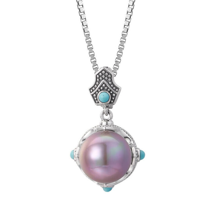 Retro Ethnic Style S925 Silver Inlaid Pearl Pendant Ring