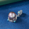 Retro Ethnic Style S925 Silver Inlaid Pearl Pendant Ring 2