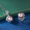 Retro Ethnic Style S925 Silver Inlaid Pearl Pendant Ring 3