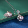 Retro Ethnic Style S925 Silver Inlaid Pearl Pendant Ring 5