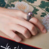 Retro Ethnic Style S925 Silver Inlaid Pearl Pendant Ring 6