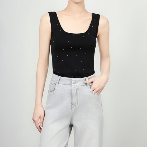 Rhinestone Striped Knitted Vest 5