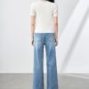 Round Neck Beaded Sequin Double Zipper Short Sleeve Knit Top