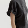 Round Neck Linen Pleated Tencel Linen T-shirt