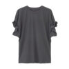 Round Neck Linen Pleated Tencel Linen T-shirt