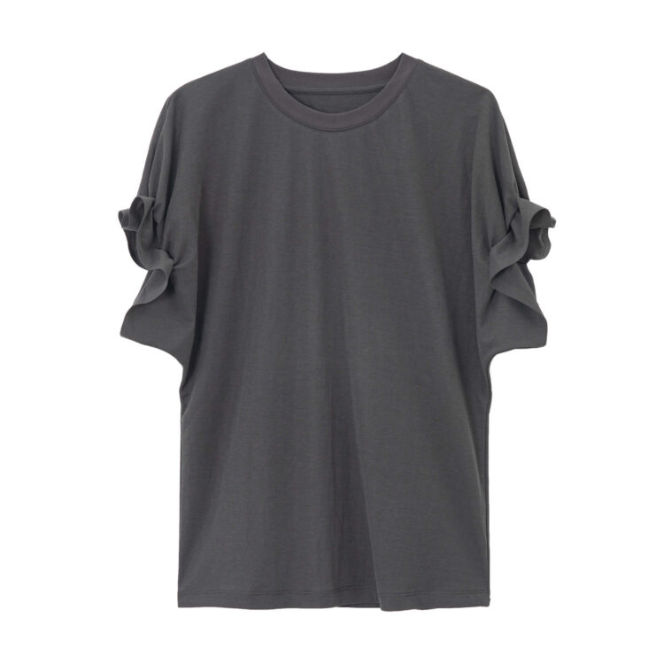 Round Neck Linen Pleated Tencel Linen T-shirt