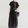 Round Neck Linen Pleated Tencel Linen T-shirt
