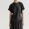 Round Neck Linen Pleated Tencel Linen T-shirt