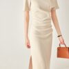 Round neck and big bow slim fit hip dress 4