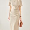 Round neck and big bow slim fit hip dress 6