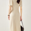 Round neck and big bow slim fit hip dress 7