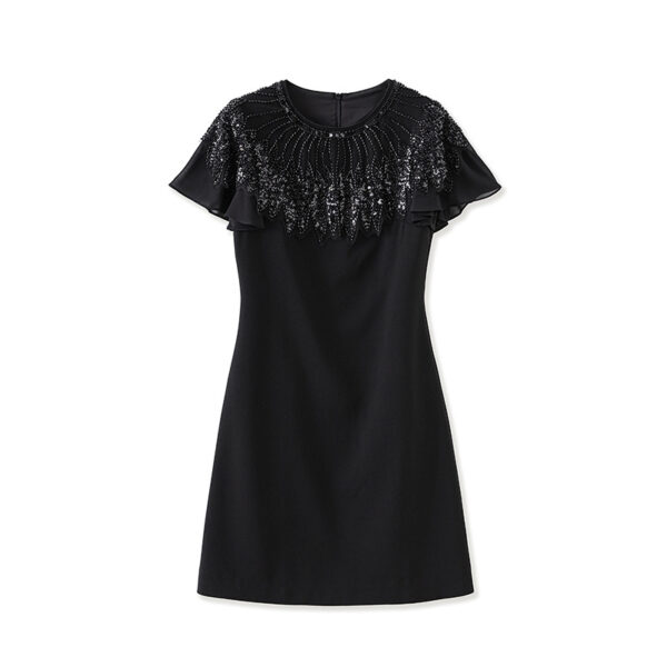 Round neck beaded sequin embroidered dress 7