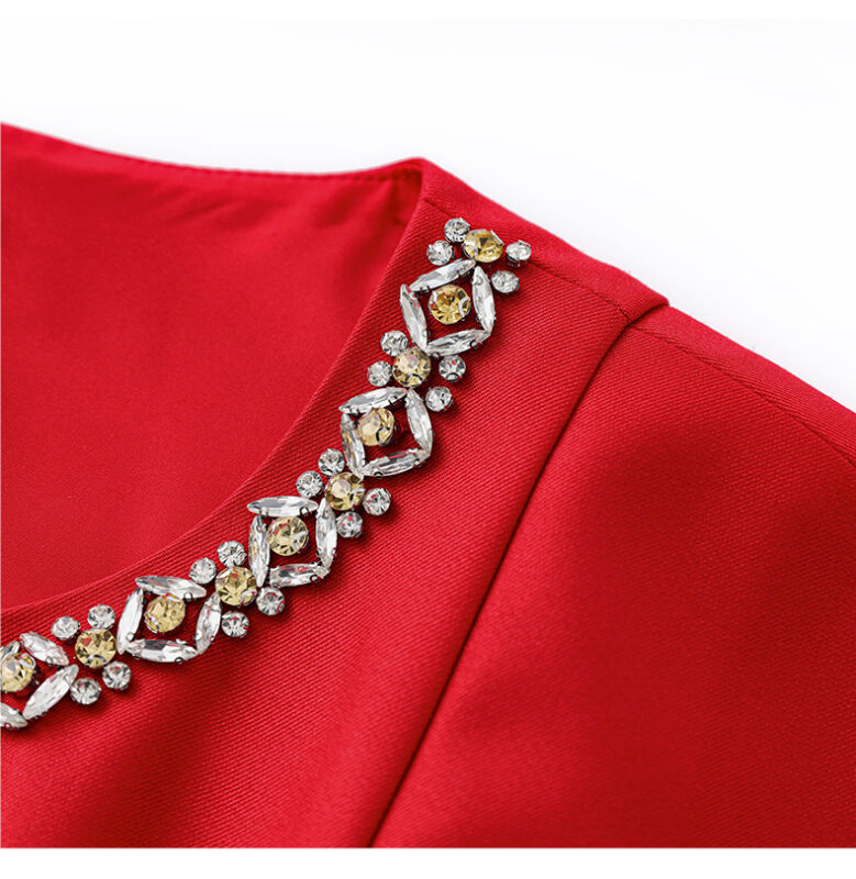 Round neck studded cap sleeves party dress