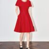 Round neck studded cap sleeves party dress