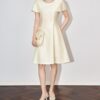 Round neck studded cap sleeves party dress