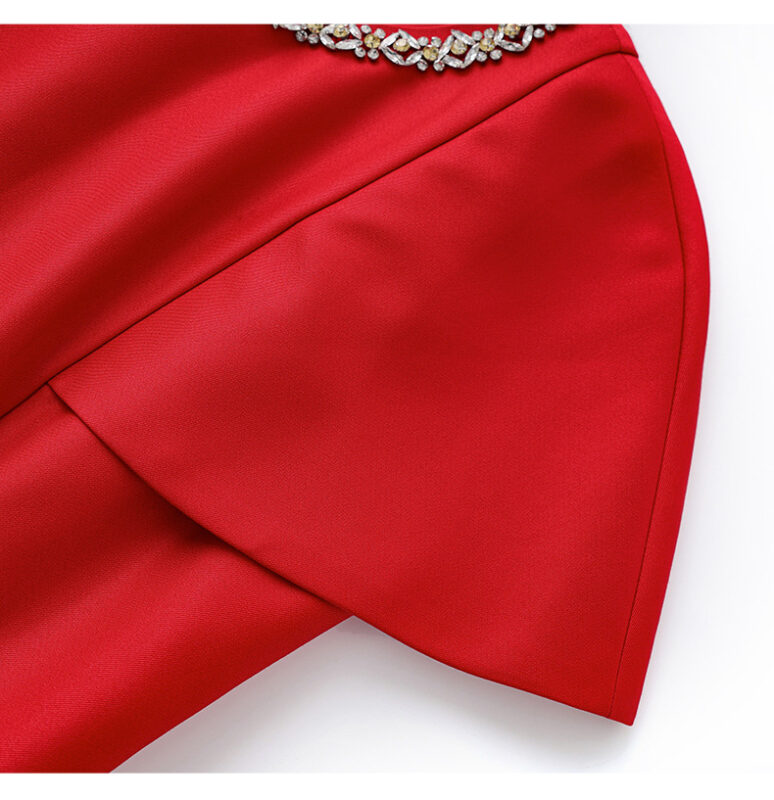 Round neck studded cap sleeves party dress