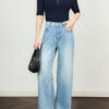 Royal blue POLO contrast lapel short sleeved knit top 1