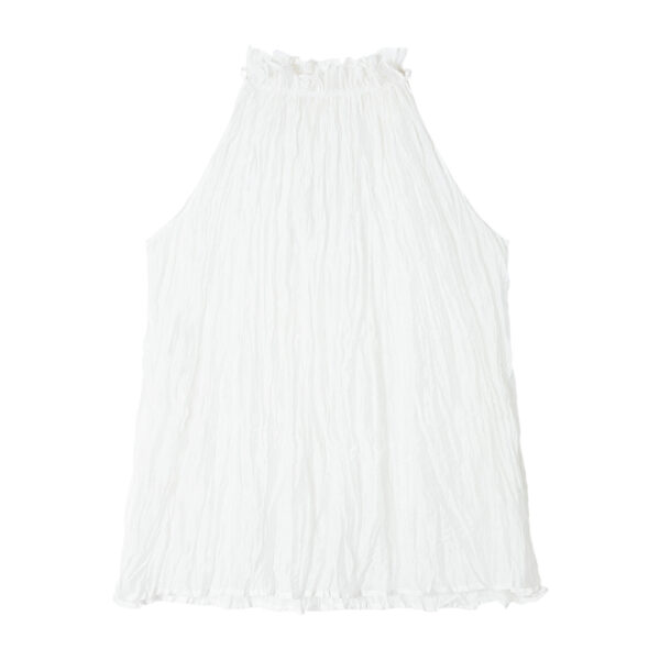 Ruffle Collar Tencel Pleated Textured Vest 1