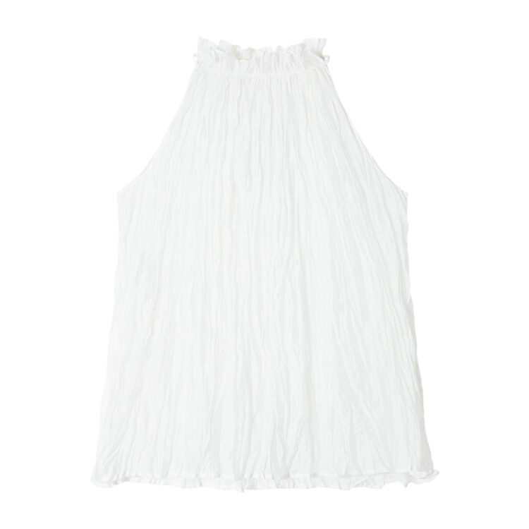 Ruffle Collar Tencel Pleated Textured Vest