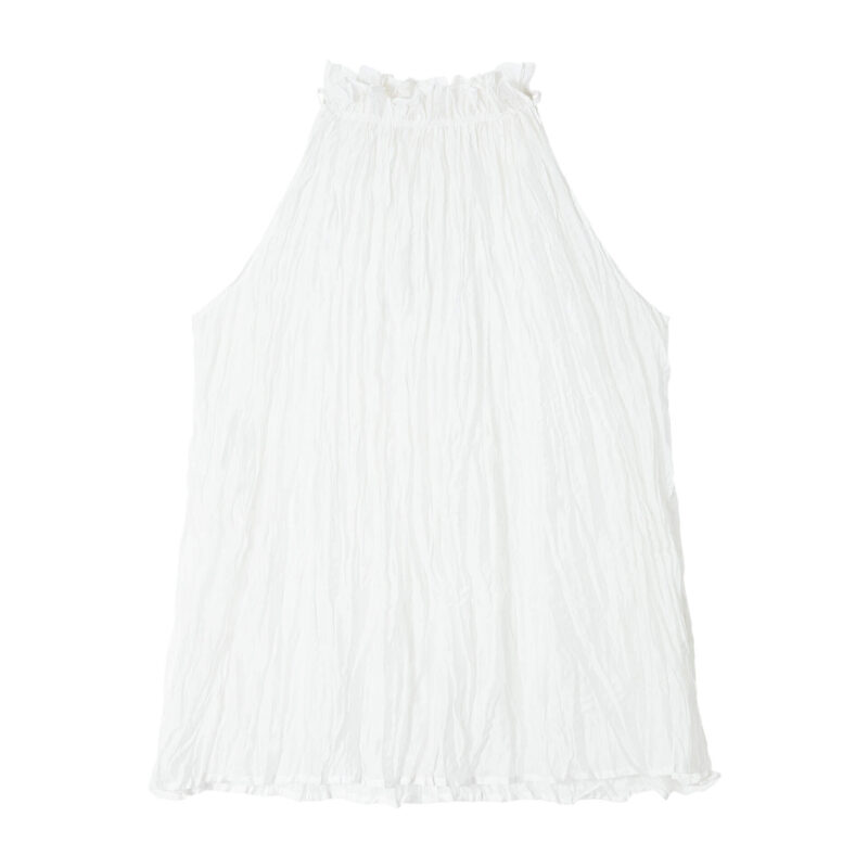 Ruffle Collar Tencel Pleated Textured Vest 1