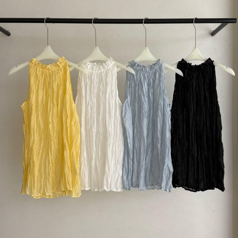 Ruffle Collar Tencel Pleated Textured Vest 2