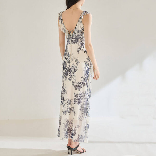 Ruffle Square Neck Floral Sling Dress 2