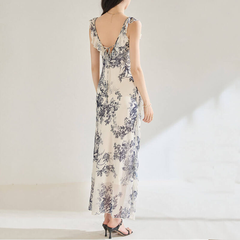 Ruffle Square Neck Floral Sling Dress 2
