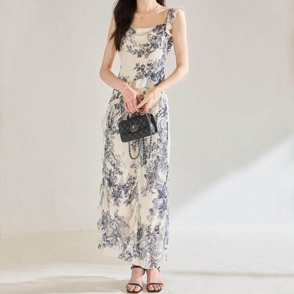 Ruffle Square Neck Floral Sling Dress 4