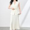 Ruffled Sleeveless Suit Vest + Casual Skirt Set