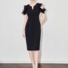 Ruffled off-shoulder hip dress