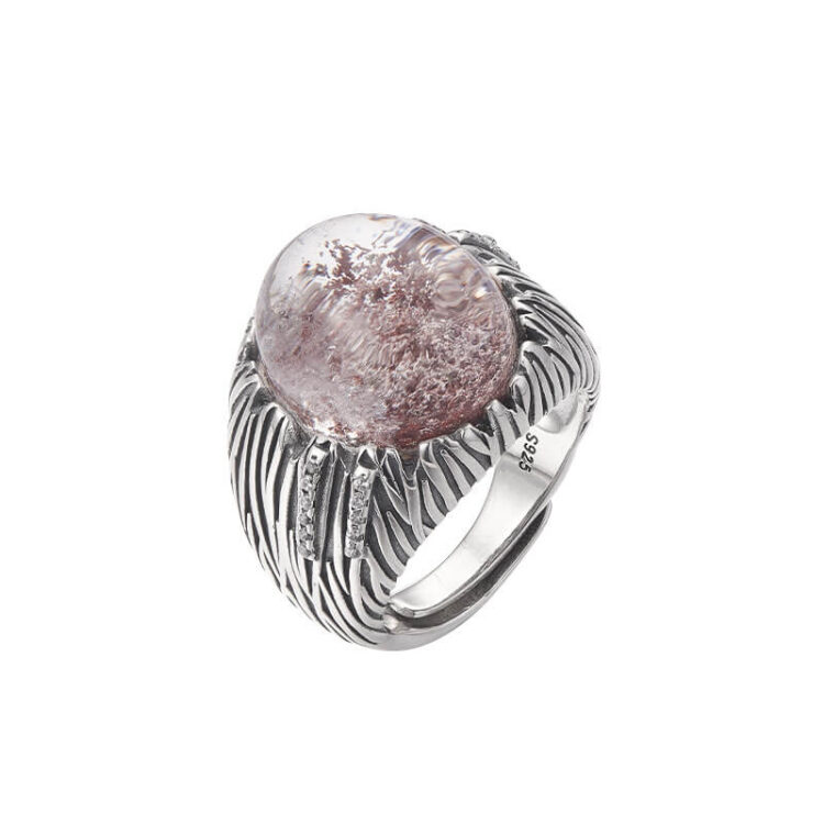 S925 Retro Oval Ghost Crystal Ring