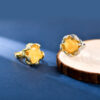 S925 Silver Gold plated Amber Rose Rotatable Beeswax Open Ring 3