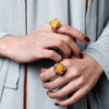 S925 Silver Gold plated Amber Rose Rotatable Beeswax Open Ring 4